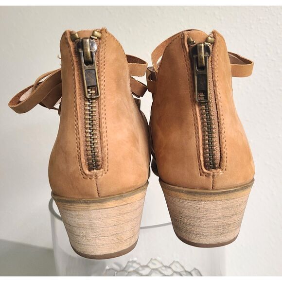 Coldwater‎ Creek Tan Brown Leather Ankle Boots US 10 Half Strappy Boho Bohemian - Picture 3 of 8